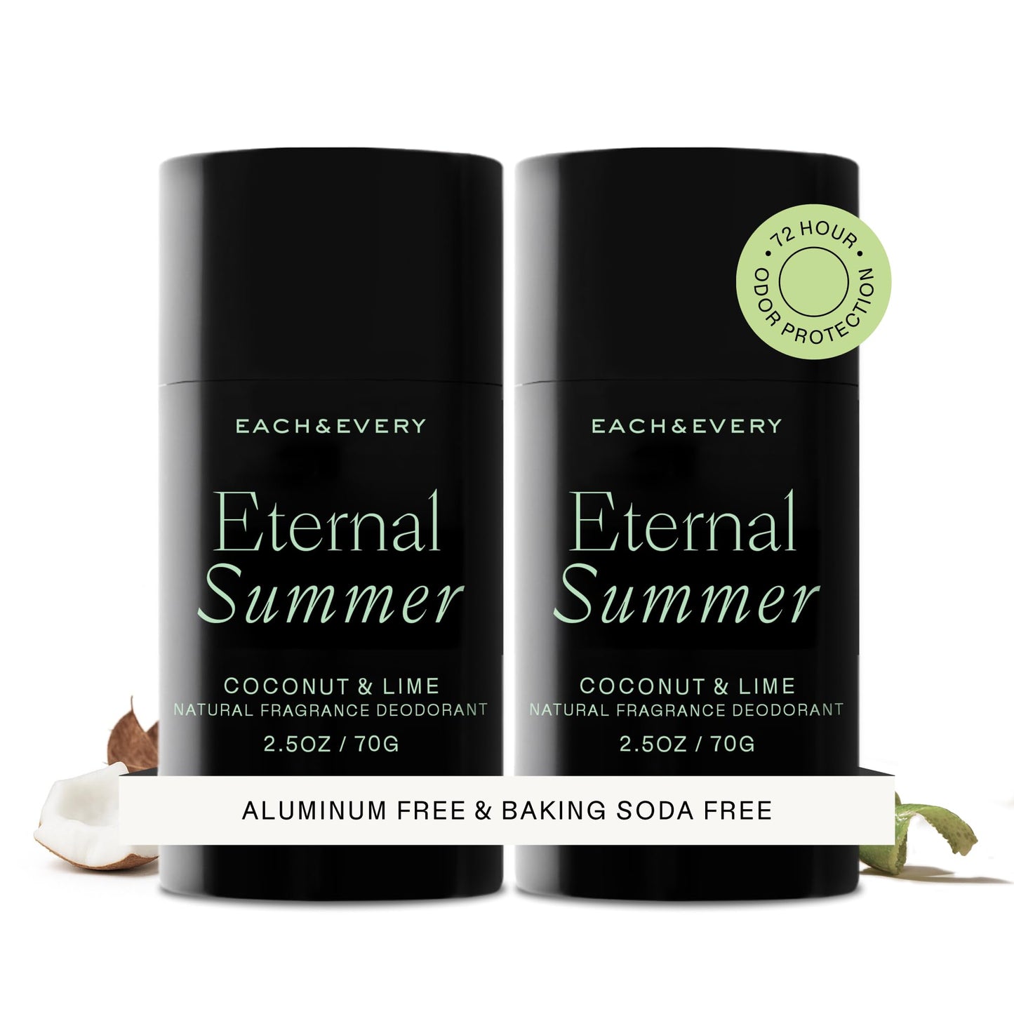 Each & Every Aluminum Free Deodorant for Women & Men – Natural Fragrance 72-Hr Odor Protection, Non-Toxic Deodorant for Sensitive Skin, EWG Verified, Baking Soda Free - Cedar & Vanilla 2 Pack, 2.5oz