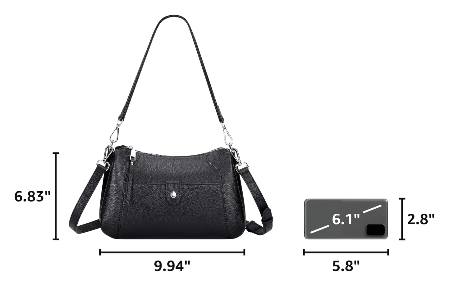 Over Earth Genuine Leather Small Hobo Crossbody Bags for Women Shoulder Purses and Handbags