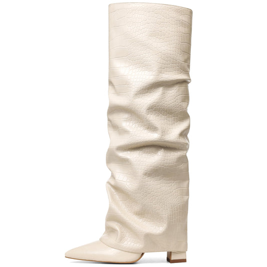 SaraIris Women's Black Knee High Boots - Shark Fold Over BootsSaraIris Women's Black Knee High Boots - Shark Fold Over Boots 7.5 size