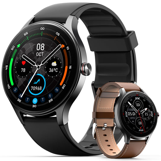 Woneligo Smart Watch for Women,1.57inch AMOLED Touchscreen Fitness Watch for iPhone & Android,Heart Rate/Sp02/Sleep Monitor,110+ Sport Modes IP68 Waterproof Bluetooth Calls,2 Bands (Pink, 1.57)