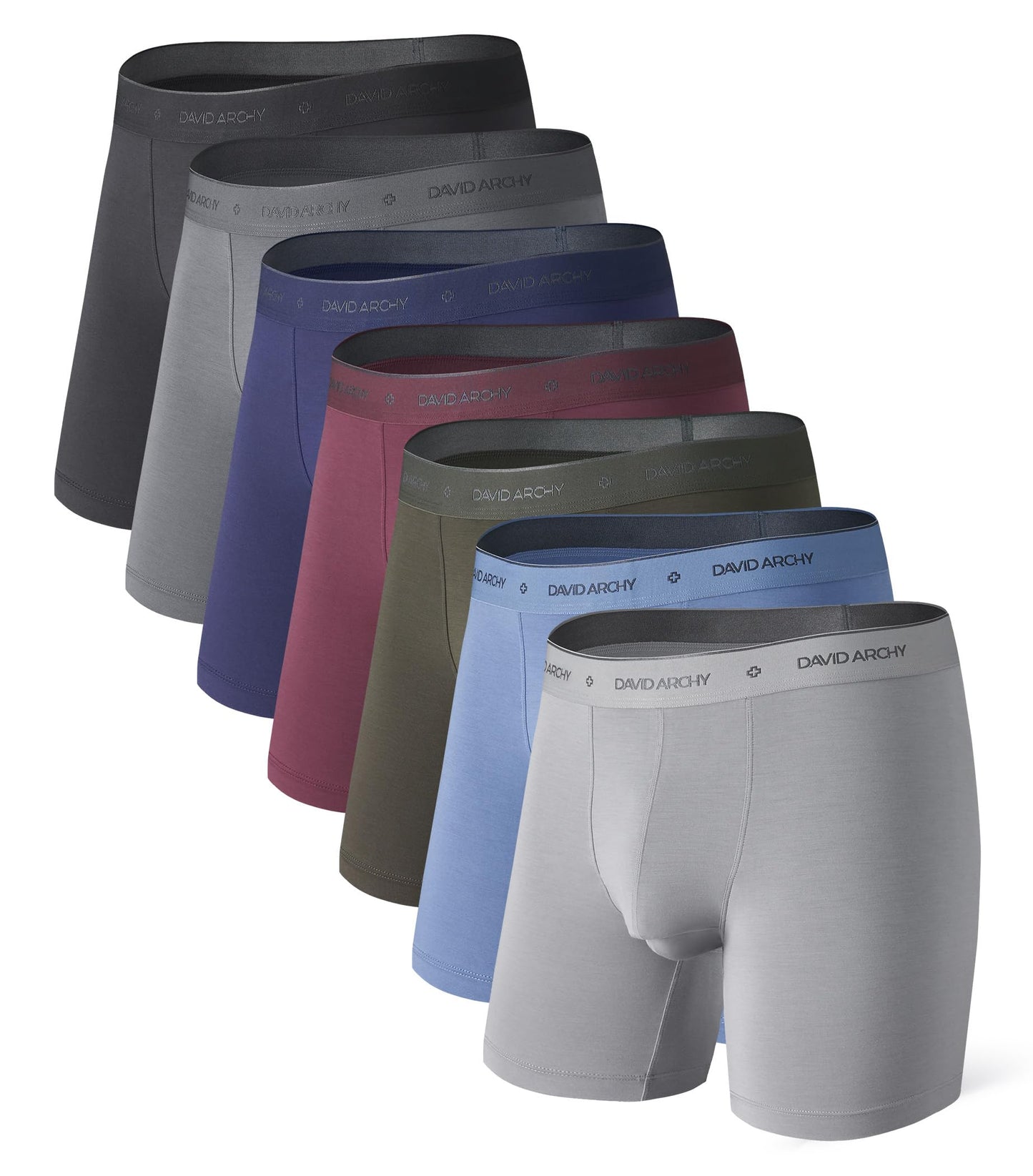DAVID ARCHY Men's Underwear Modal Boxer Briefs Trunks Multi-Pack | Dual Pouch with Fly, Ultra Soft Second Skin Feel, Breathable Stretch Spandex, Anti Chafing, Daily Lounging Work Travel