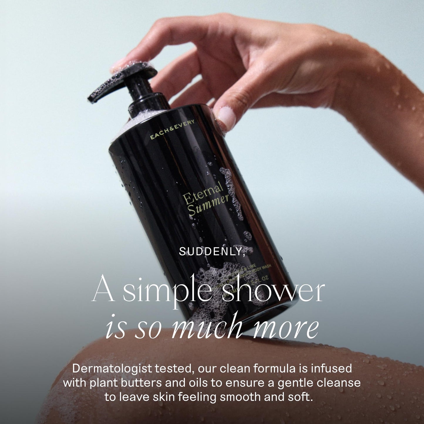 Each & Every Body Wash for Women and Men - Skin Feels Hydrated, Smooth & Soft - Ceramides, Lactic Acid AHA & Moringa Oil - 100% Natural Fragrance Gel - Eternal Summer, Coconut & Lime - 16.5 Fl Oz