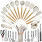 Cooking Utensils Set- 35 PCs Kitchen Utensils with Grater,Tongs, Spoon Spatula &Turner Made of Heat Resistant Food Grade Silicone and Wooden Handles Kitchen Gadgets Tools Set for Cookware