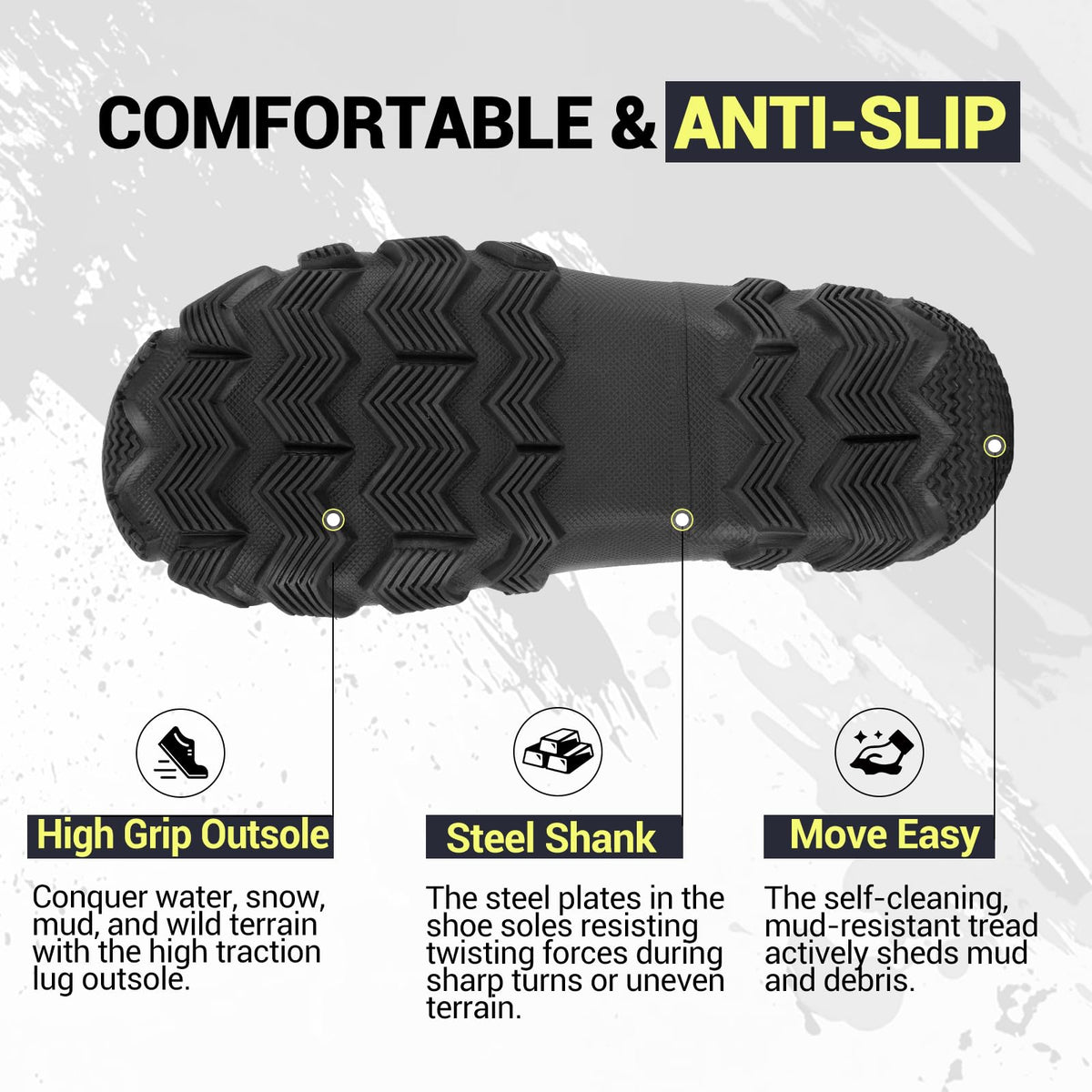 LHG Men's Ankle Rain Boots Waterproof Rubber Mud Boot Garden Boot, Black 12LHG Men's Ankle Rain Boots Waterproof Rubber Mud Boot Garden Boot, Black 12