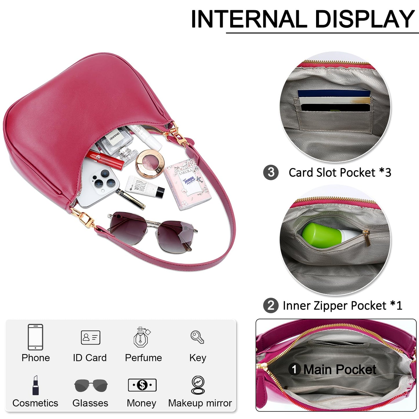 KKXIU Shoulder Bag for Women Cute Hobo Purses and Handbags Retro Clutch Underarm Purse | Cute