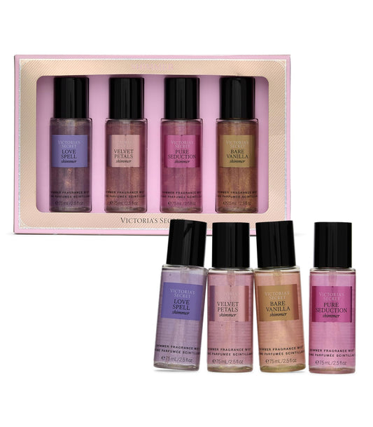 Victoria's Secret Fragrance Mist Collection 4 Piece Mini Mist Gift Set, Assorted Scents, Gift Set for Women