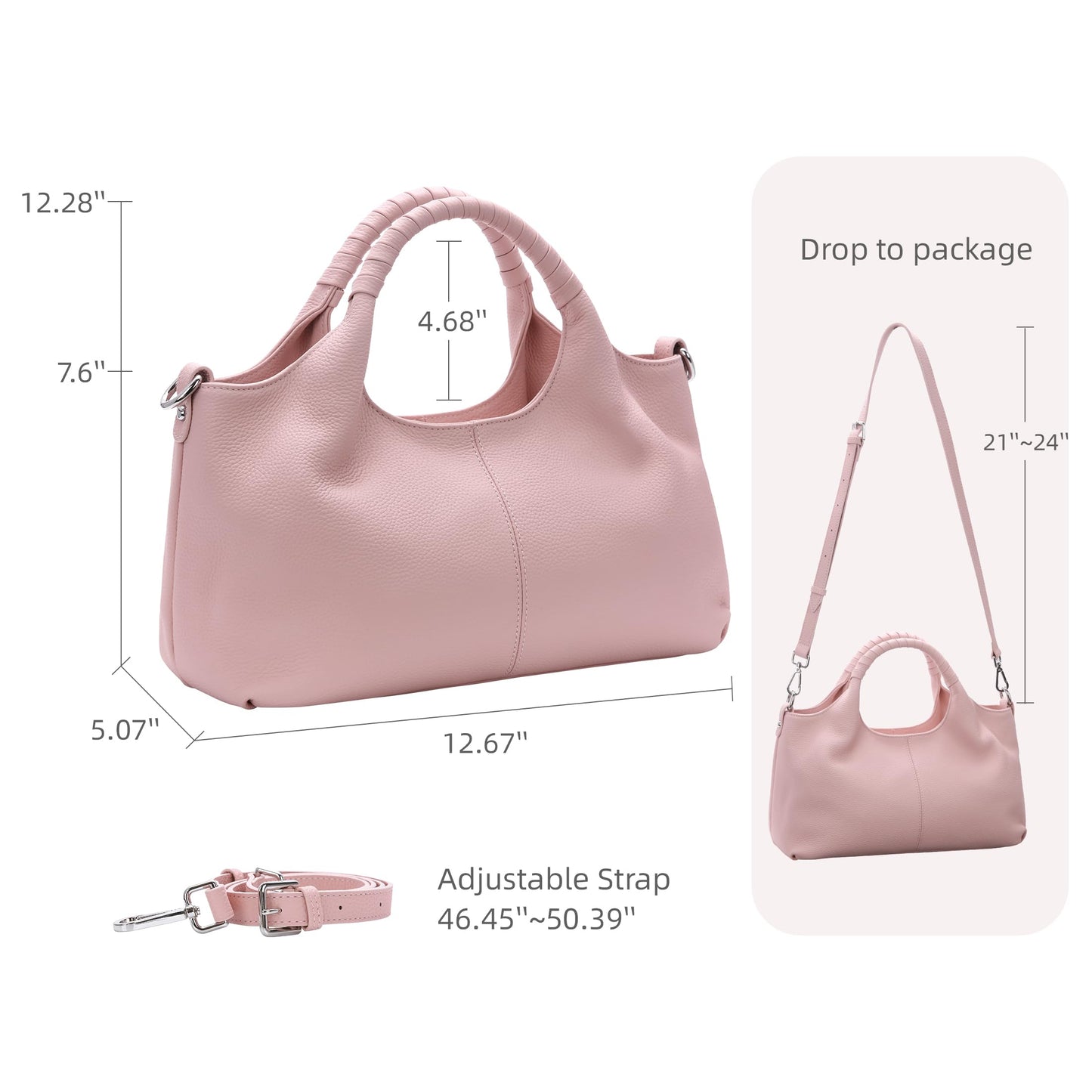 Iswee Leather Satchel Women Purse and Handbag Crossbody Shoulder Bag Hobo | Genuine Cowhide Leather Tote Top Handle Bag Soft & Durable Medium Size Bags with Detachable Multiple Pocketbooks Trendy