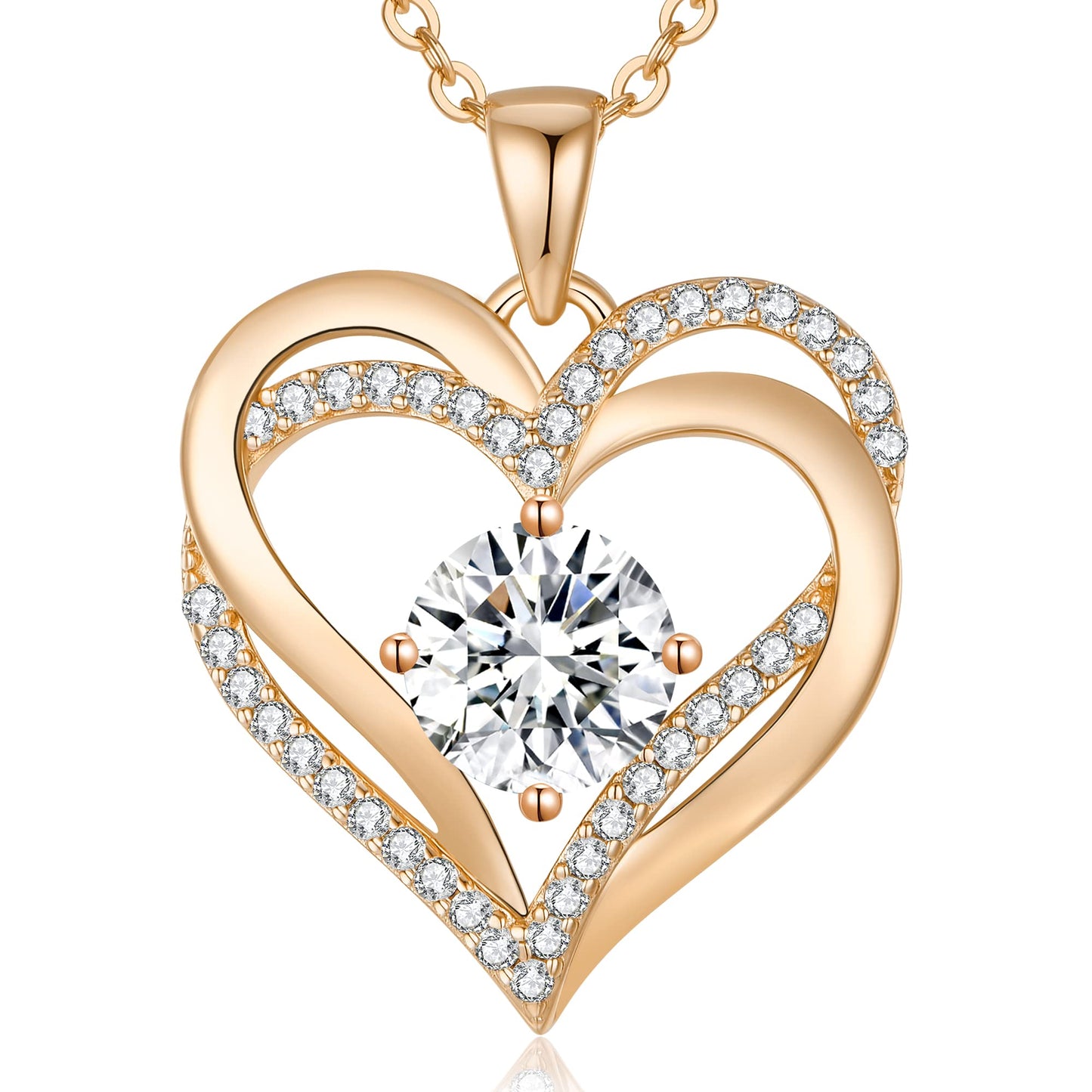 LOUISA SECRET Double Love Heart Birthstone Necklaces for Women, Birthday Gift for Girlfriend, Anniversary Jewelry Gift for Her, 925 Sterling Silver Jewelry Christmas Anniversary Birthday Present Gifts for Wife Girlfriend Mom Grandma Daughter