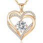 LOUISA SECRET Double Love Heart Birthstone Necklaces for Women, Birthday Gift for Girlfriend, Anniversary Jewelry Gift for Her, 925 Sterling Silver Jewelry Christmas Anniversary Birthday Present Gifts for Wife Girlfriend Mom Grandma Daughter