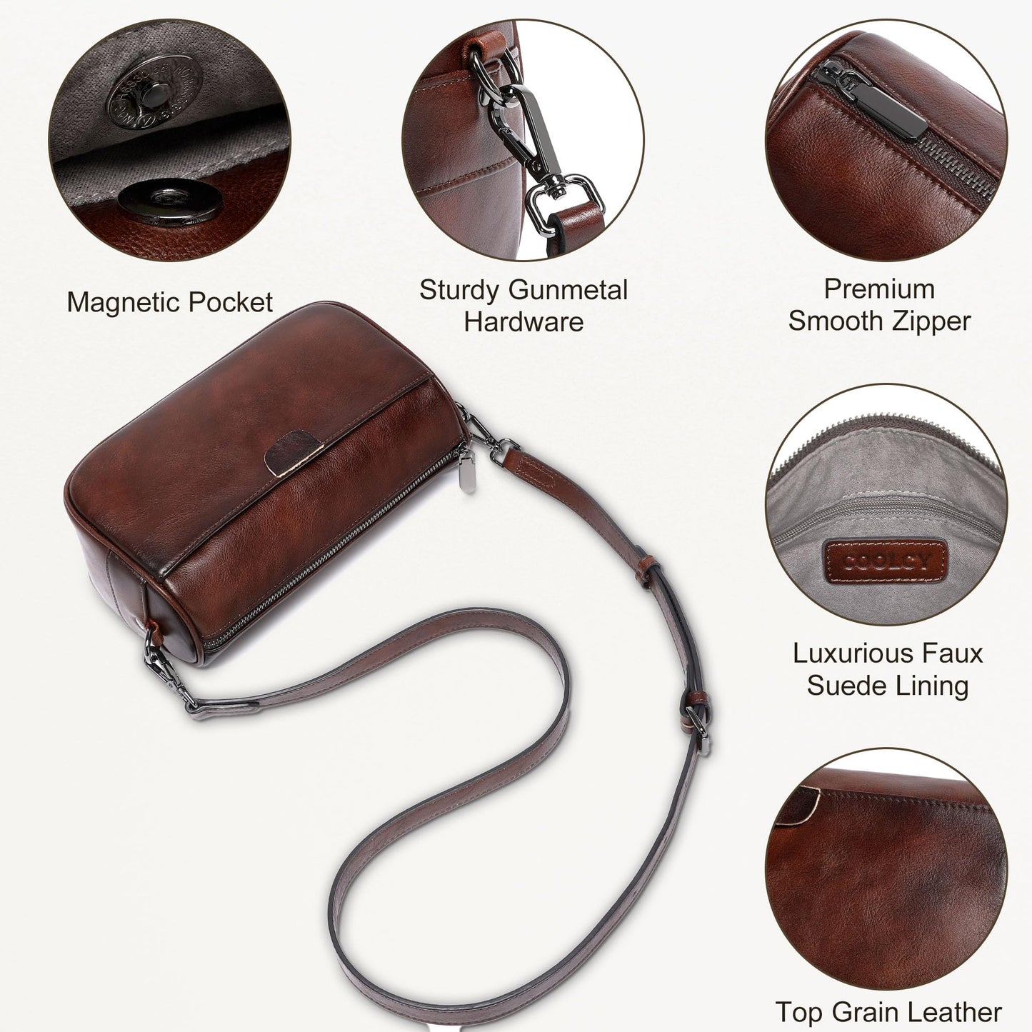 Genuine Leather Crossbody Purses Bag,Travel Casual Handbag,Small Shoulder Cross body Purse Trendy Gifts for Women