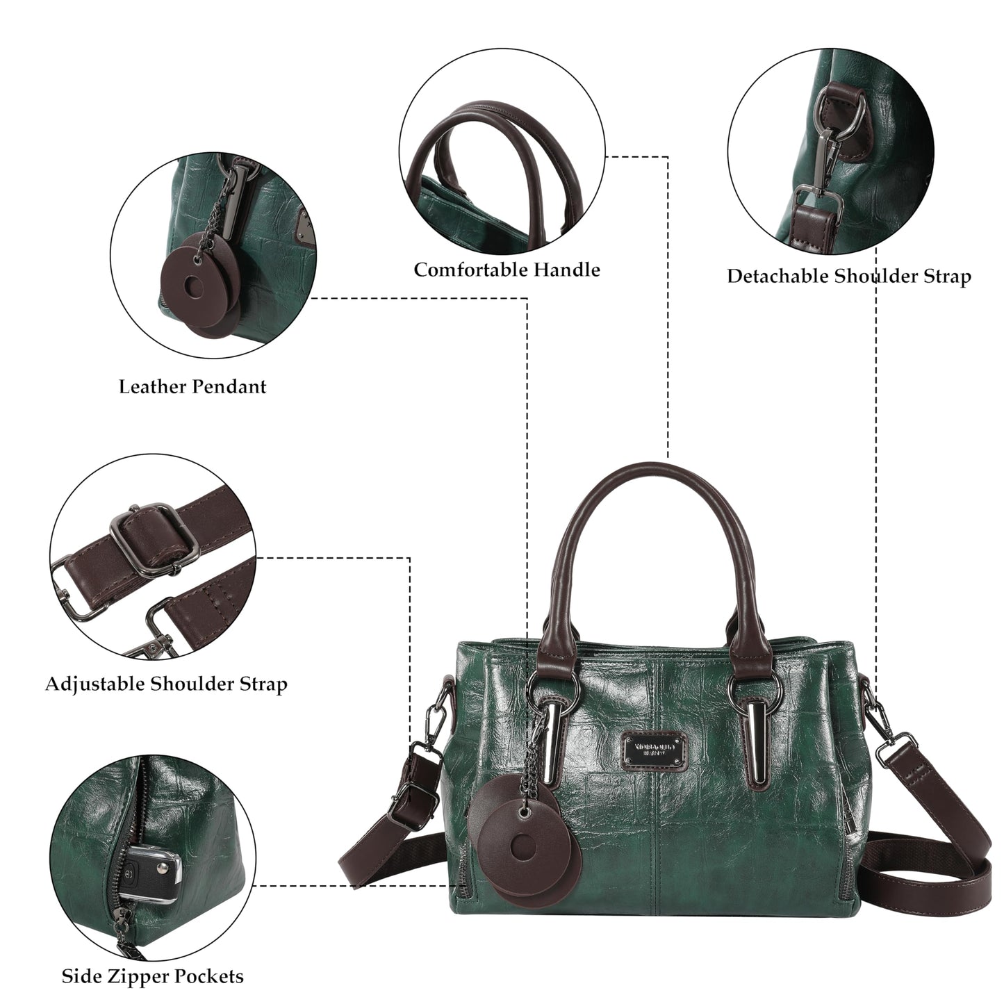 Handbags and Purses for women Vegan Leather Tote Bag for Women Satchel Shoulder Bags Travel Purse with Compartments