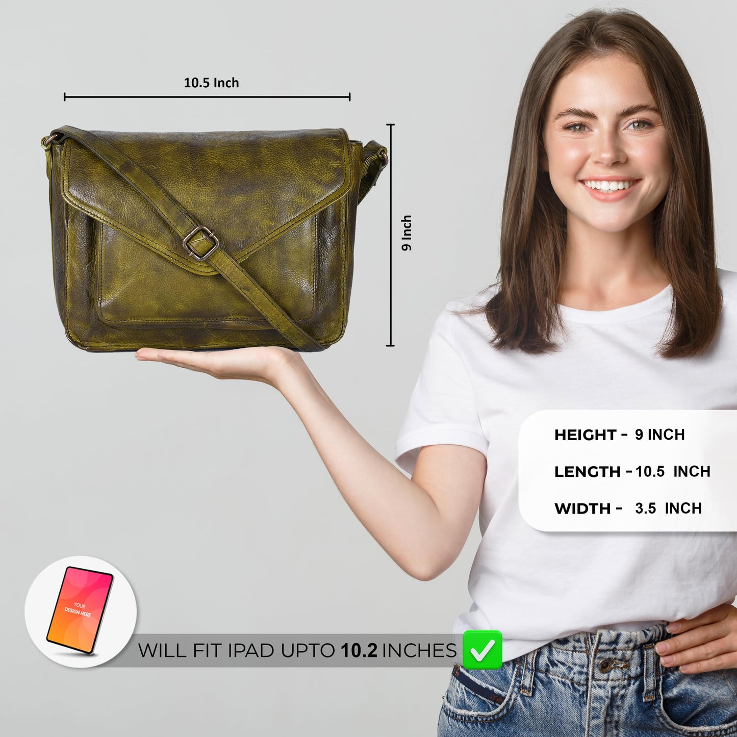 Leather Flapover Crossbody Handbag Purse for Women with Adjustable Strap & Overflap Snap Closure Tote/Bag