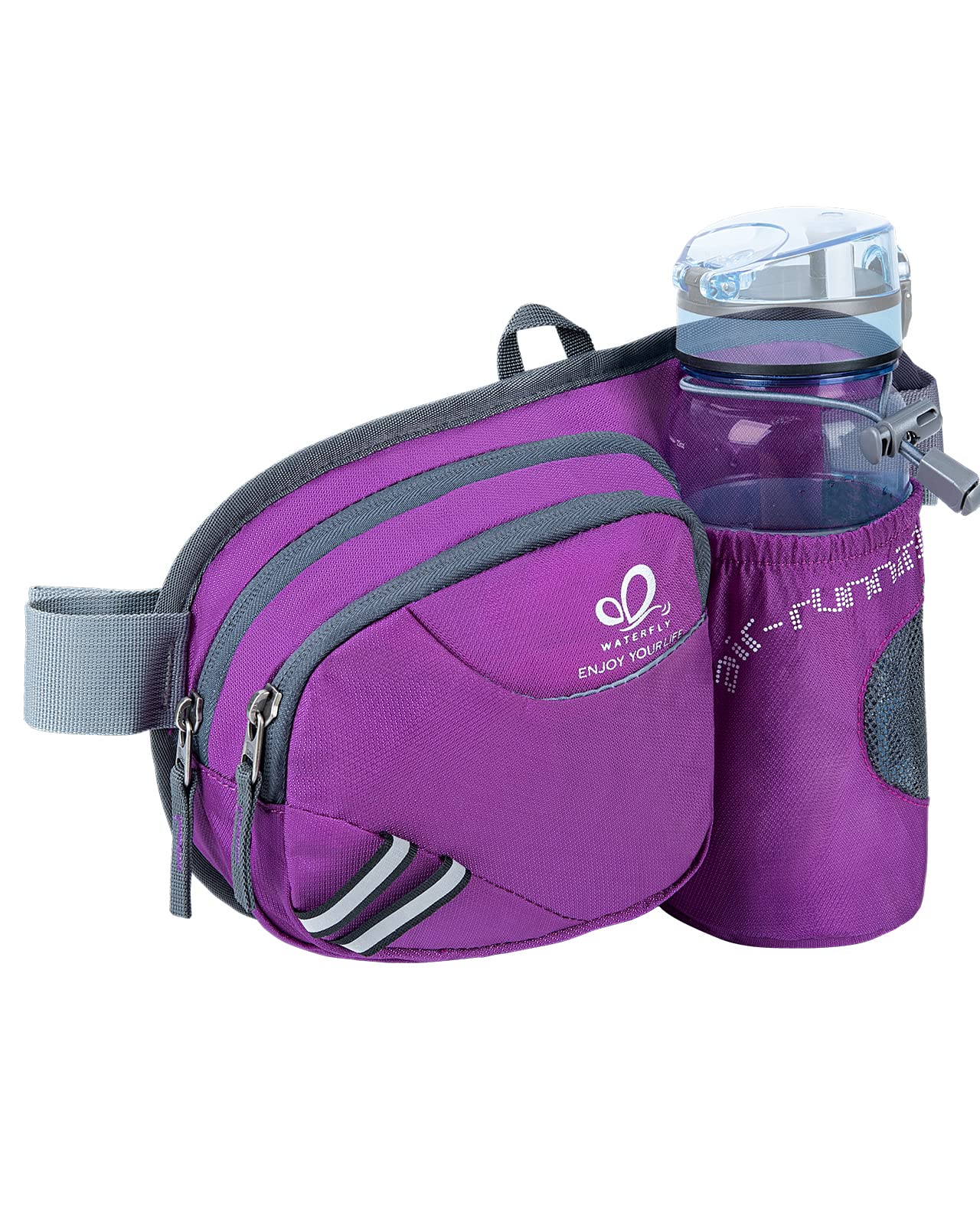 WATERFLY Fanny Pack Waist Bag: Waist Pack for Women Men with Water Bottle Holder Hiking Fanny Pack for Running Walking DogWalking Travel Cycling