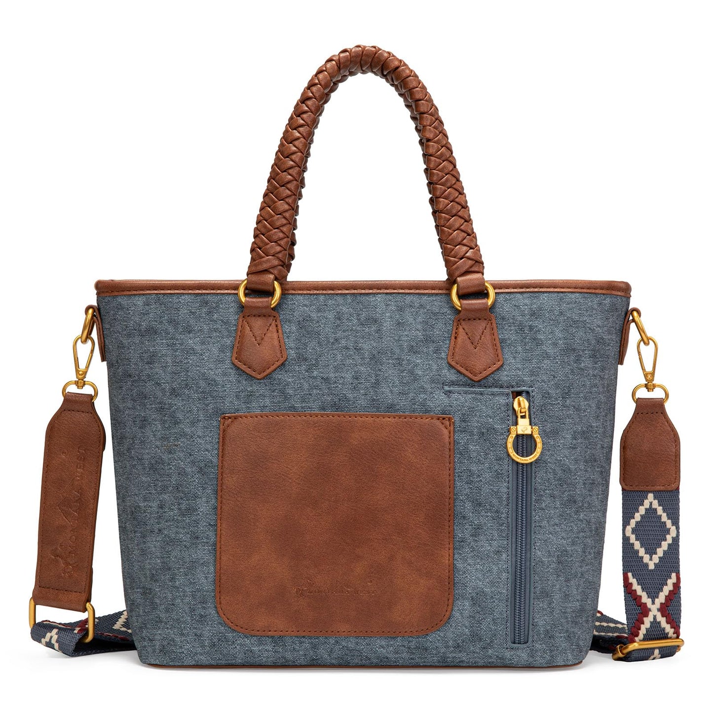 Montana West American Flag Tote Bag for Women Vintage Patriotic Western Shoulder Purse with Braided Top Handles