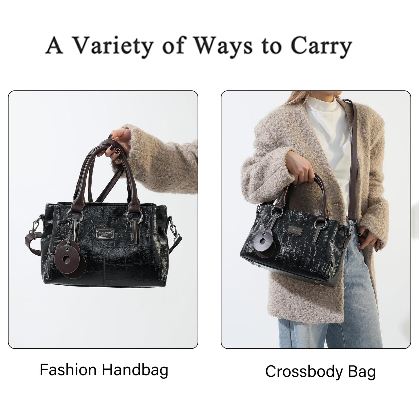 Handbags and Purses for women Vegan Leather Tote Bag for Women Satchel Shoulder Bags Travel Purse with Compartments