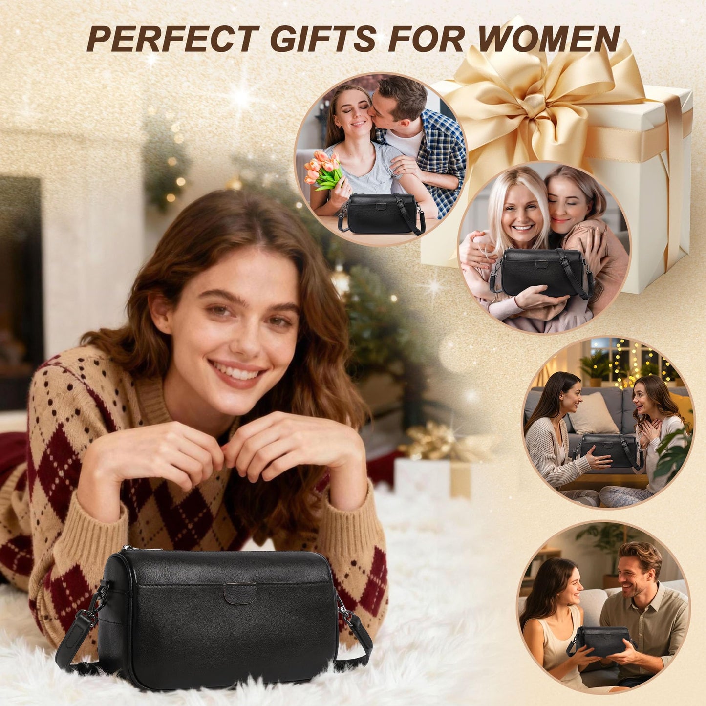 Genuine Leather Crossbody Purses Bag,Travel Casual Handbag,Small Shoulder Cross body Purse Trendy Gifts for Women