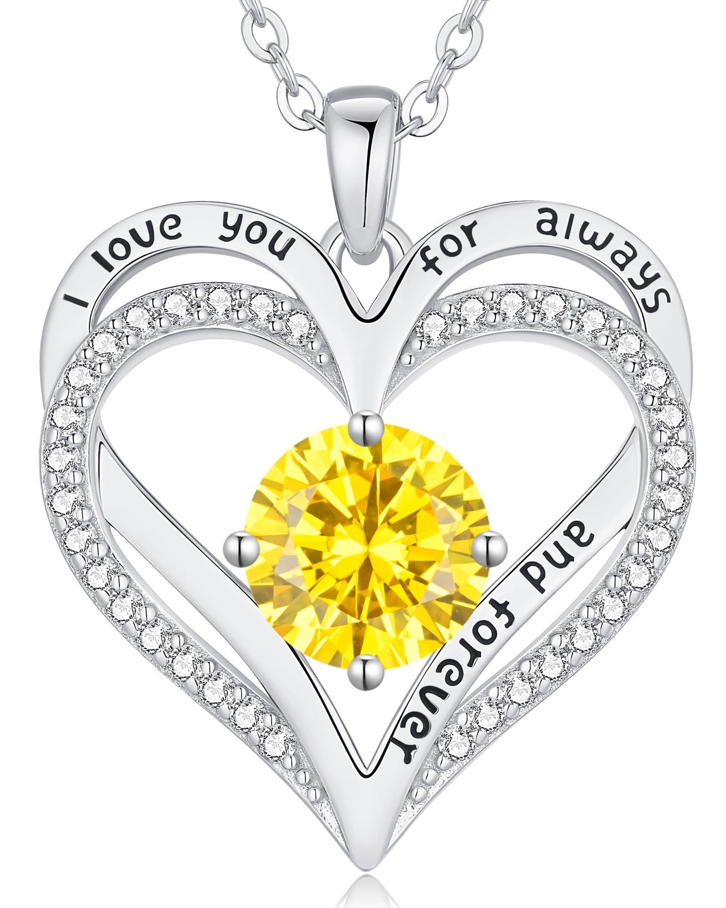 LOUISA SECRET Double Love Heart Birthstone Necklaces for Women, Birthday Gift for Girlfriend, Anniversary Jewelry Gift for Her, 925 Sterling Silver Jewelry Christmas Anniversary Birthday Present Gifts for Wife Girlfriend Mom Grandma Daughter