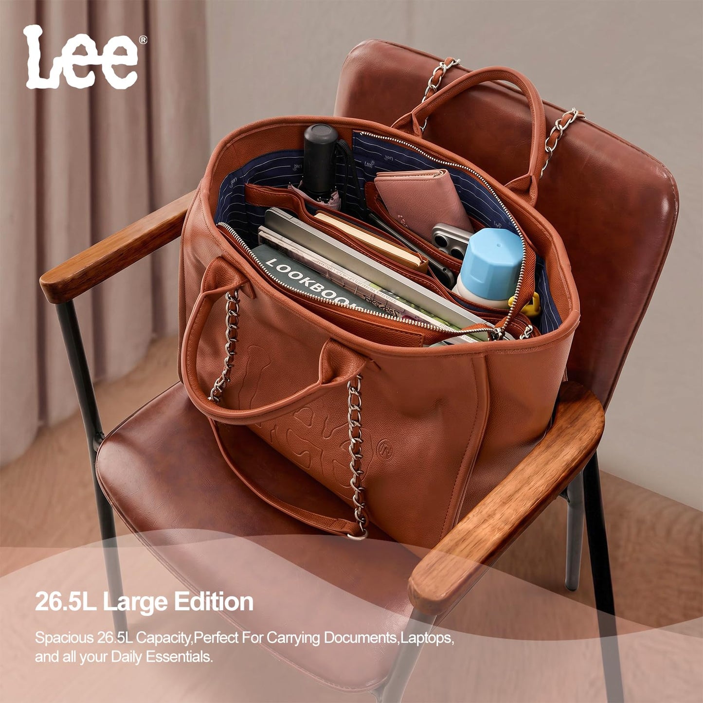 Lee Large Shoulder Tote Bag for Women Vegan Leather Top-Handle Bag