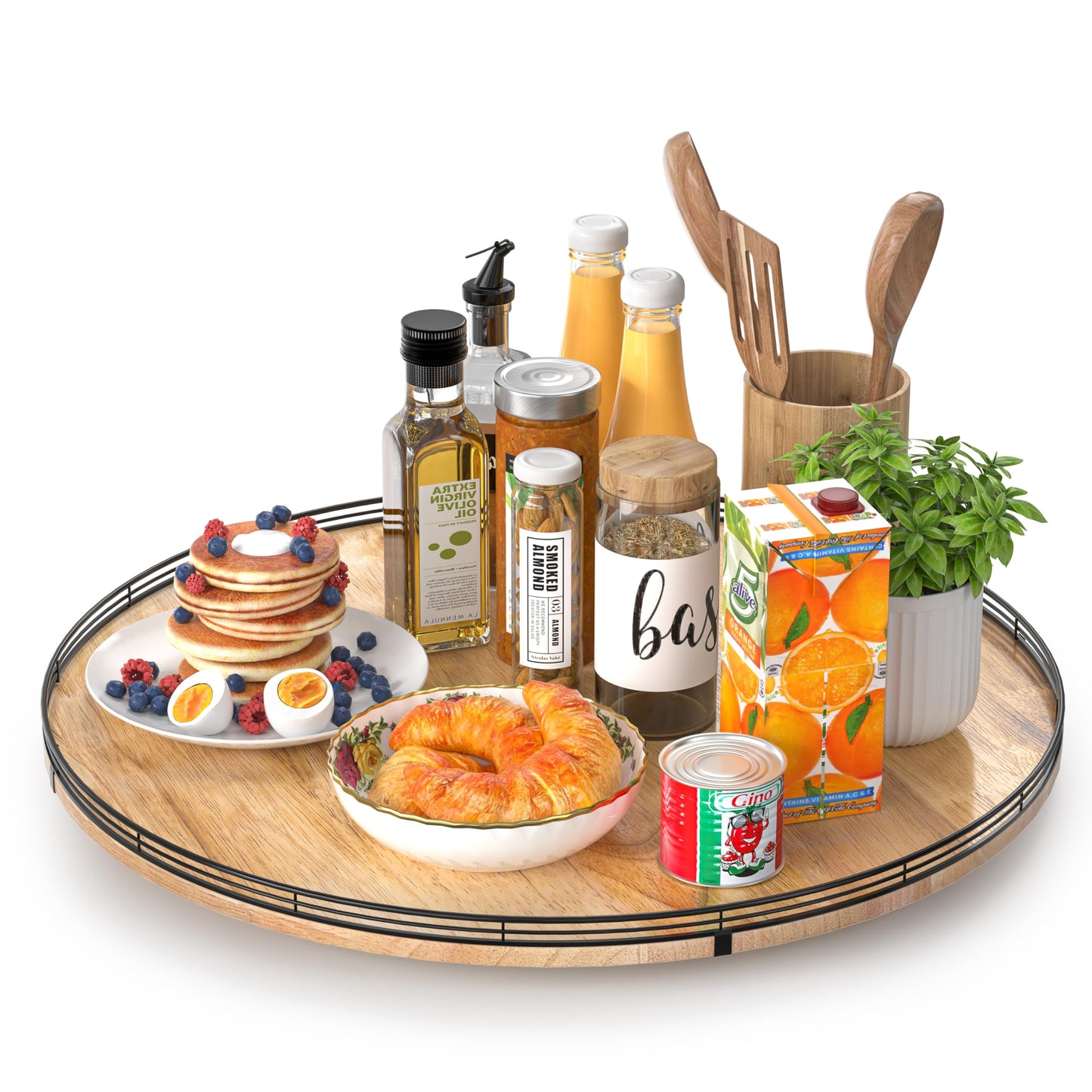 AMH Lazy Susan Wooden Organizer for Table Top