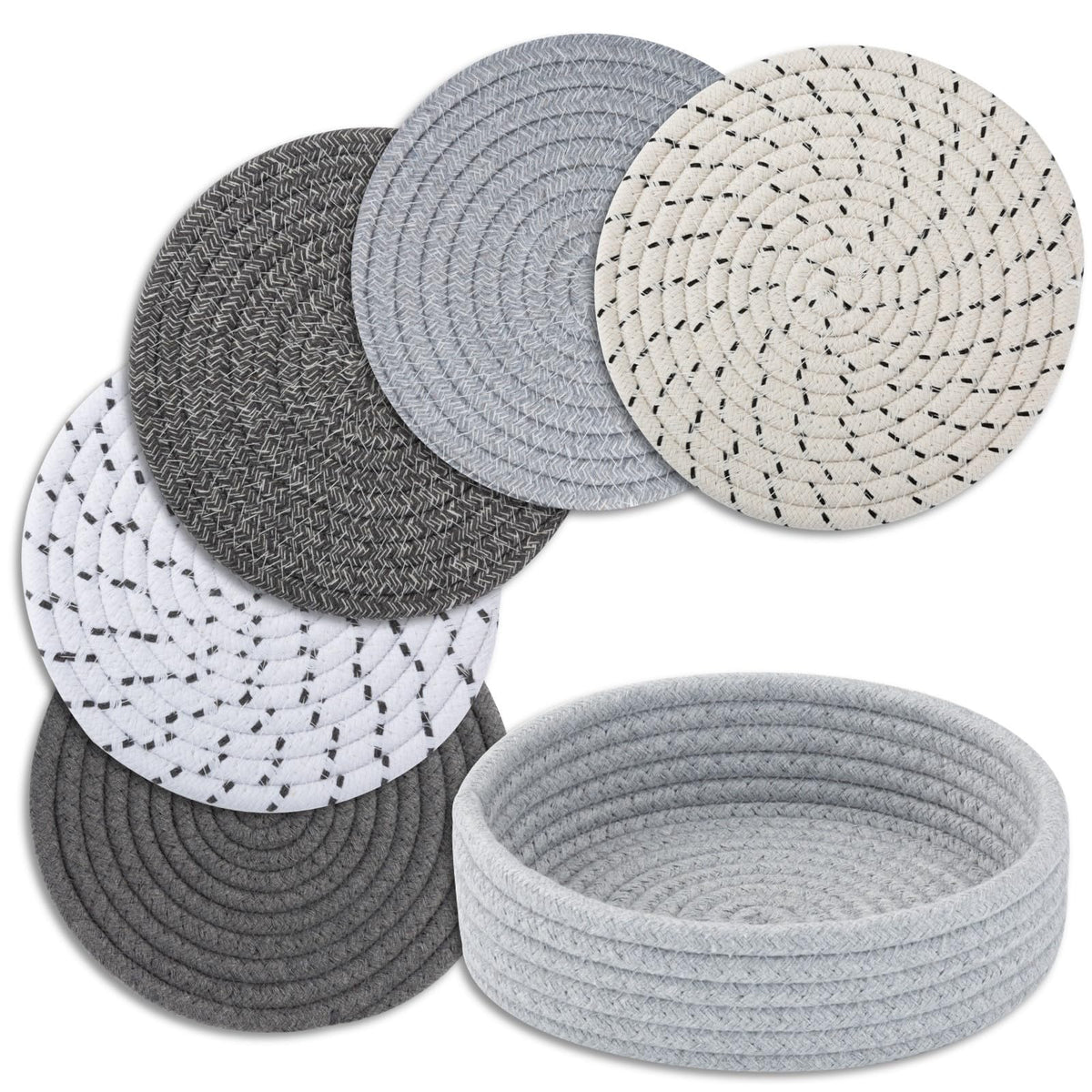 Heat-Resistant Trivet Set for Hot Pots & Pans with Storage Basket