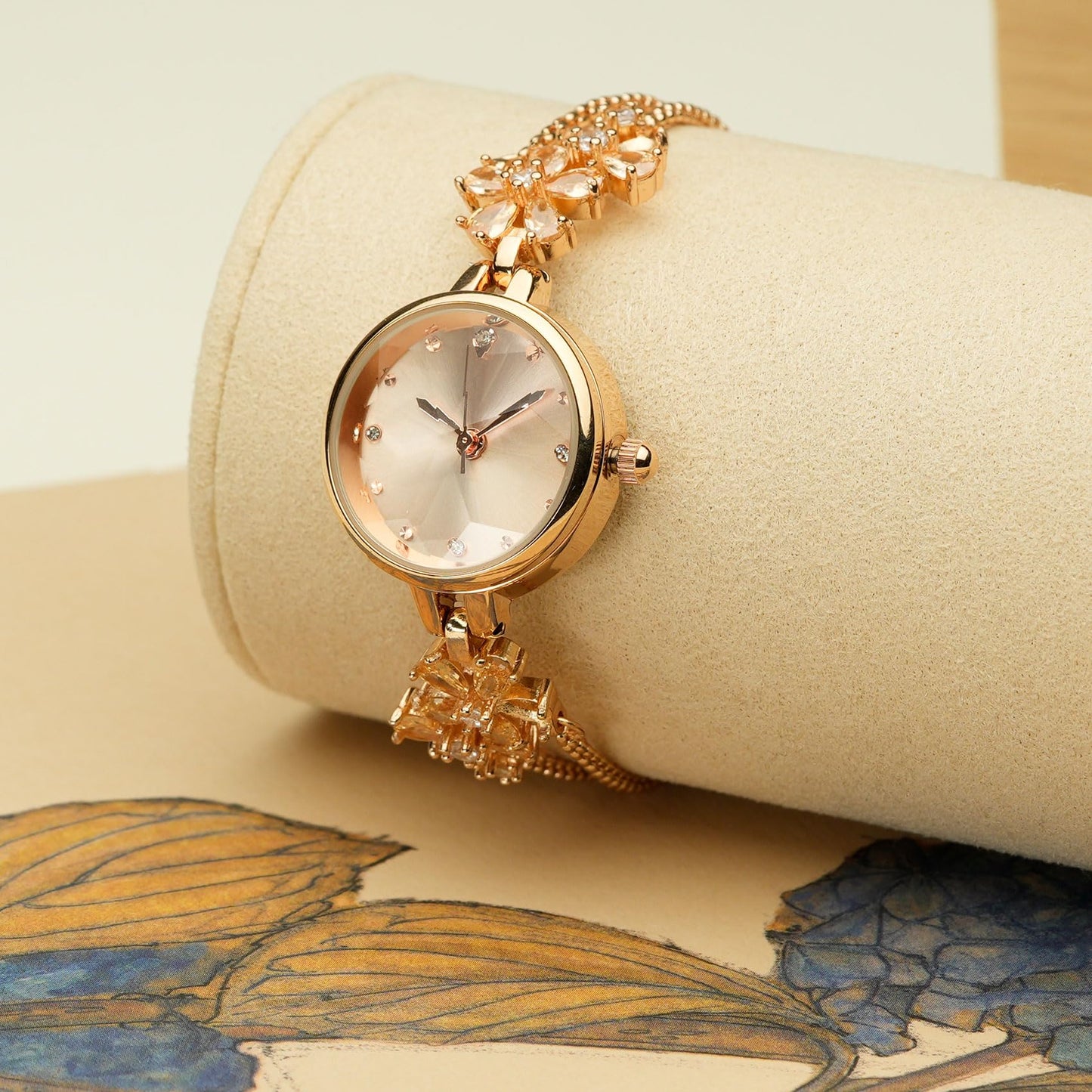 TIME100 Women's Bracelet Watches Ladies Quartz Wrist Watch with Green Dial Bezel with Crystals in Movement Bracelet Strap with Diamonds Waterproof