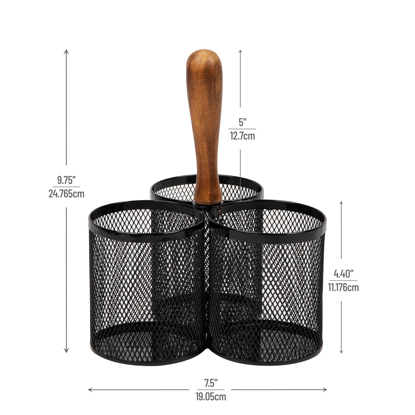 Mind Reader 3CIRMESH-BLK, Cutlery, Silverware Organizer, Utensil Caddy, Multi-Purpose Holder, Silver, 3-Section, Black