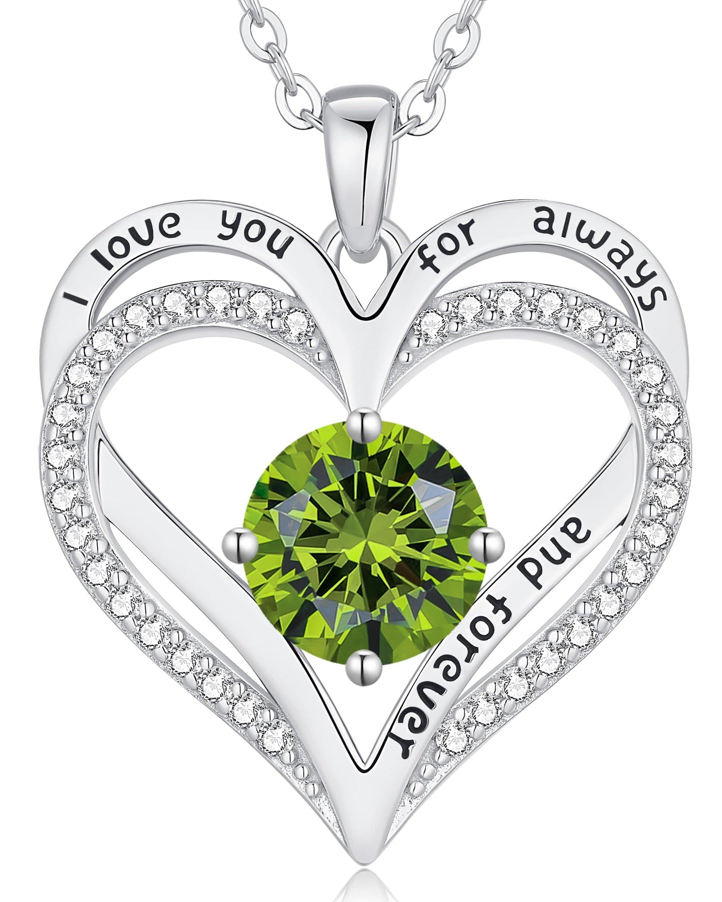 LOUISA SECRET Double Love Heart Birthstone Necklaces for Women, Birthday Gift for Girlfriend, Anniversary Jewelry Gift for Her, 925 Sterling Silver Jewelry Christmas Anniversary Birthday Present Gifts for Wife Girlfriend Mom Grandma Daughter