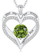 LOUISA SECRET Double Love Heart Birthstone Necklaces for Women, Birthday Gift for Girlfriend, Anniversary Jewelry Gift for Her, 925 Sterling Silver Jewelry Christmas Anniversary Birthday Present Gifts for Wife Girlfriend Mom Grandma Daughter