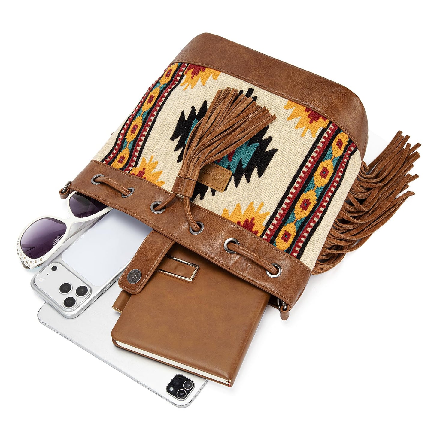 Wrangler Hobo Bags for Women Designer Aztec Bucket Purses Western Tapestry Shoulder Handbags