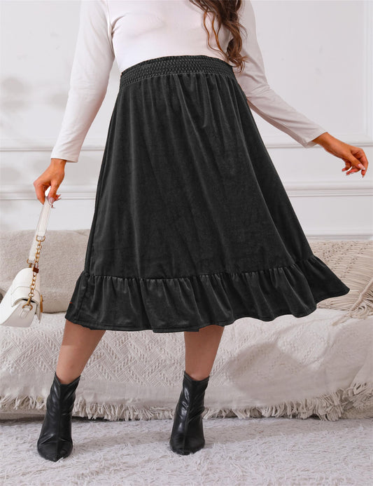 FUNJULY Maternity Dress Women's High Waist Floral Print Pleated Maxi Skirt Casual Flowy Swing A Line Long Skirts BlackPurple L