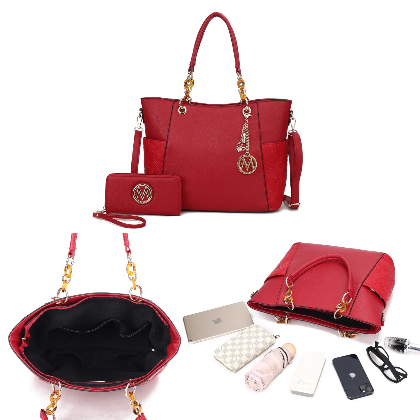 MKF Collection Tote Bag for Women, Handbag Set with Wallet-Top-Handle Bag Vegan Leather Purse by Mia K