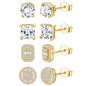 ZELORES 4 Pairs Sterling Silver 5A CZ Stud Earrings for Women 14K Gold Plated Brilliant Celtic Heart Big Stud Earrings Set Cubic Zirconia Earrings Studs for Sensitive Ear