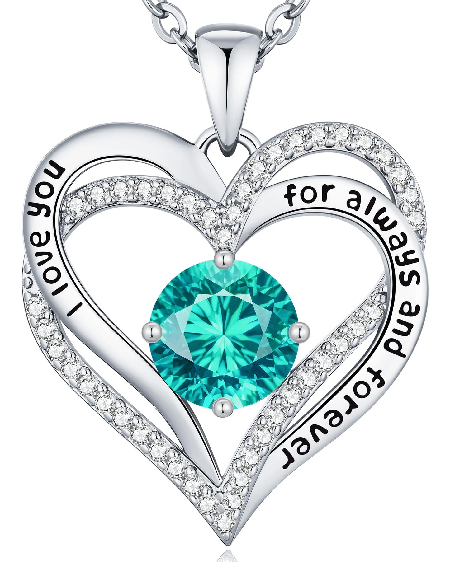 CDE Forever Love Heart Necklaces for Women, Wedding Anniversary, Valentine's，Birthday Mothers Christmas Day Gifts for Mom, Mother, Wife, S925 Silver Jewelry with Birthstone Pendant