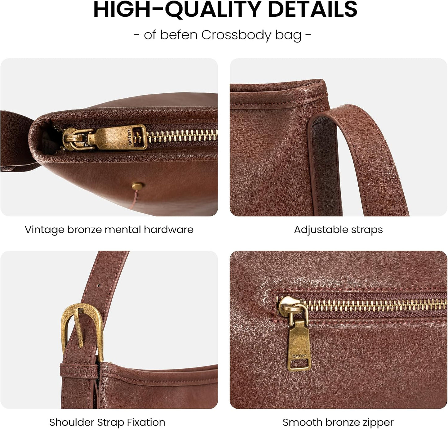befen Genuine Leather Purses for Women, RFID Medium Leather Crossbody Bags Shoulder Purse Handbags