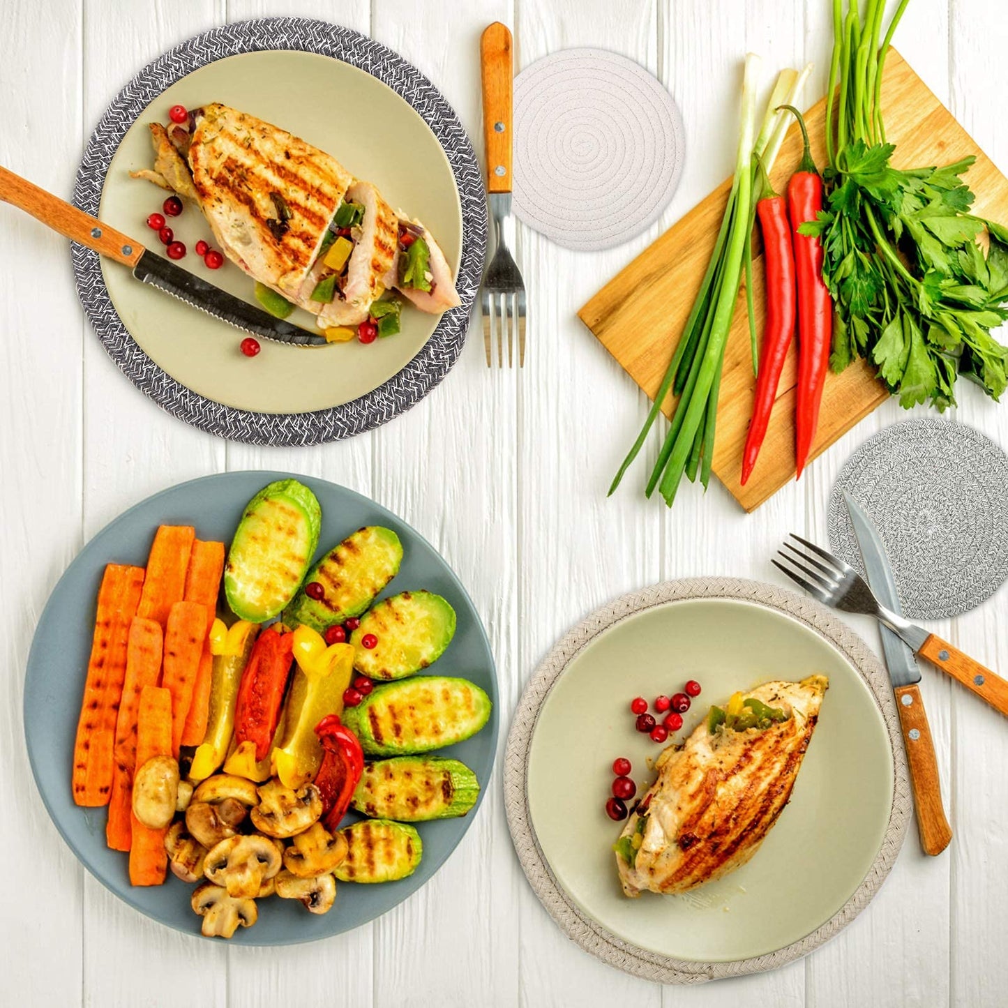 Heat-Resistant Trivet Set for Hot Pots & Pans with Storage Basket