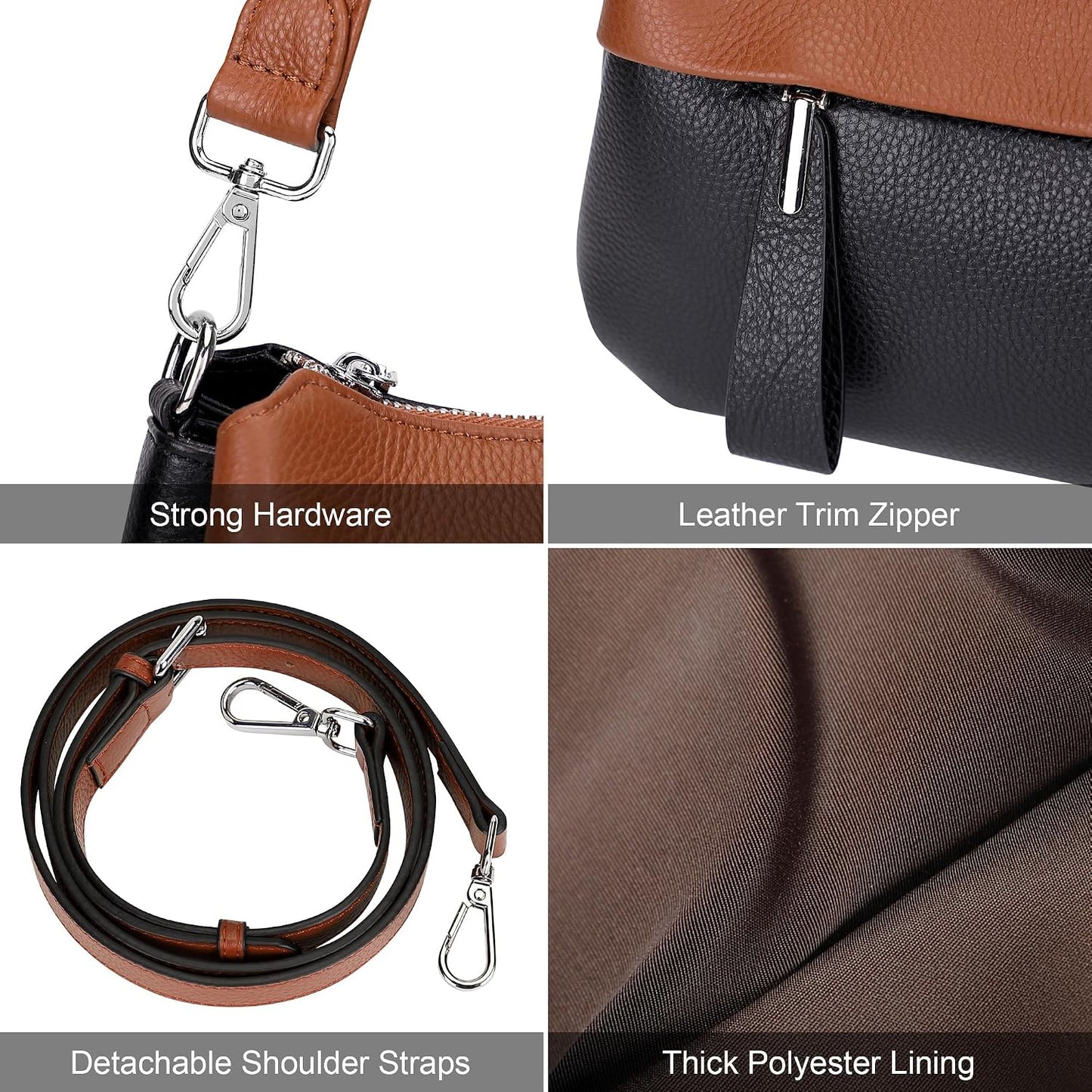 Over Earth Genuine Leather Crossbody Bags for Women Small Crossbody Handbag Shoulder Purses with 2 Detachable Straps