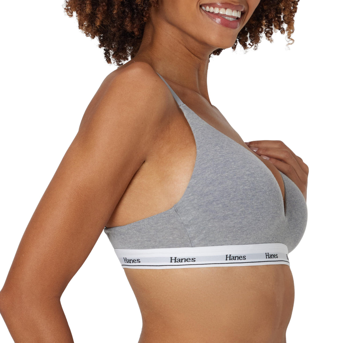 Hanes Women's Originals Contour Wireless Bra, Stretch Cotton T-Shirt Bra, Full Coverage Bra White