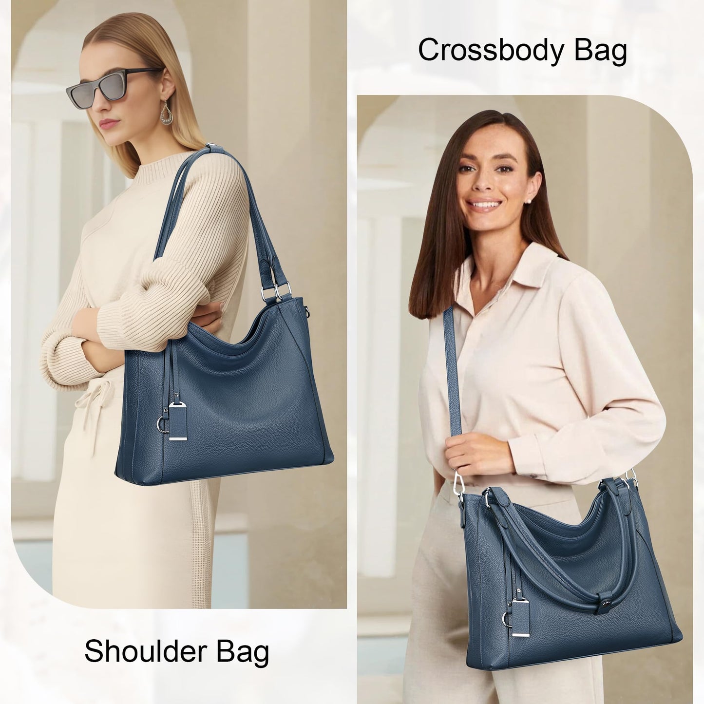 Over Earth Genuine Leather Purses for Women Large Hobo Bags Lady Shoulder Handbags with Detachable Strap