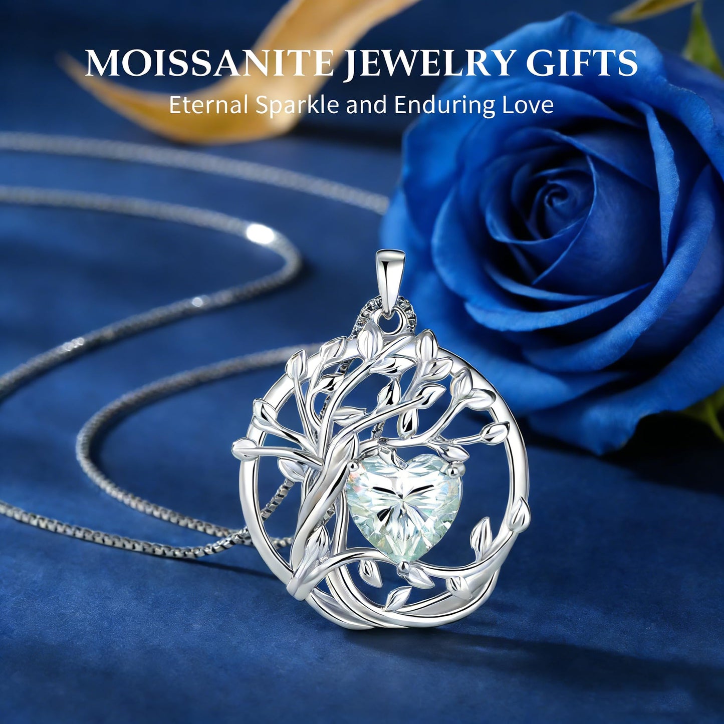 Gorgeous Moissanite Necklaces for Women - Sterling Silver 1-3CT D Color Moissanite Pendant Necklace, Mother Day Birthday Gifts for Mom Wife Girlfriend Daughter, Wedding Anniversary Christmas Jewelry Gift
