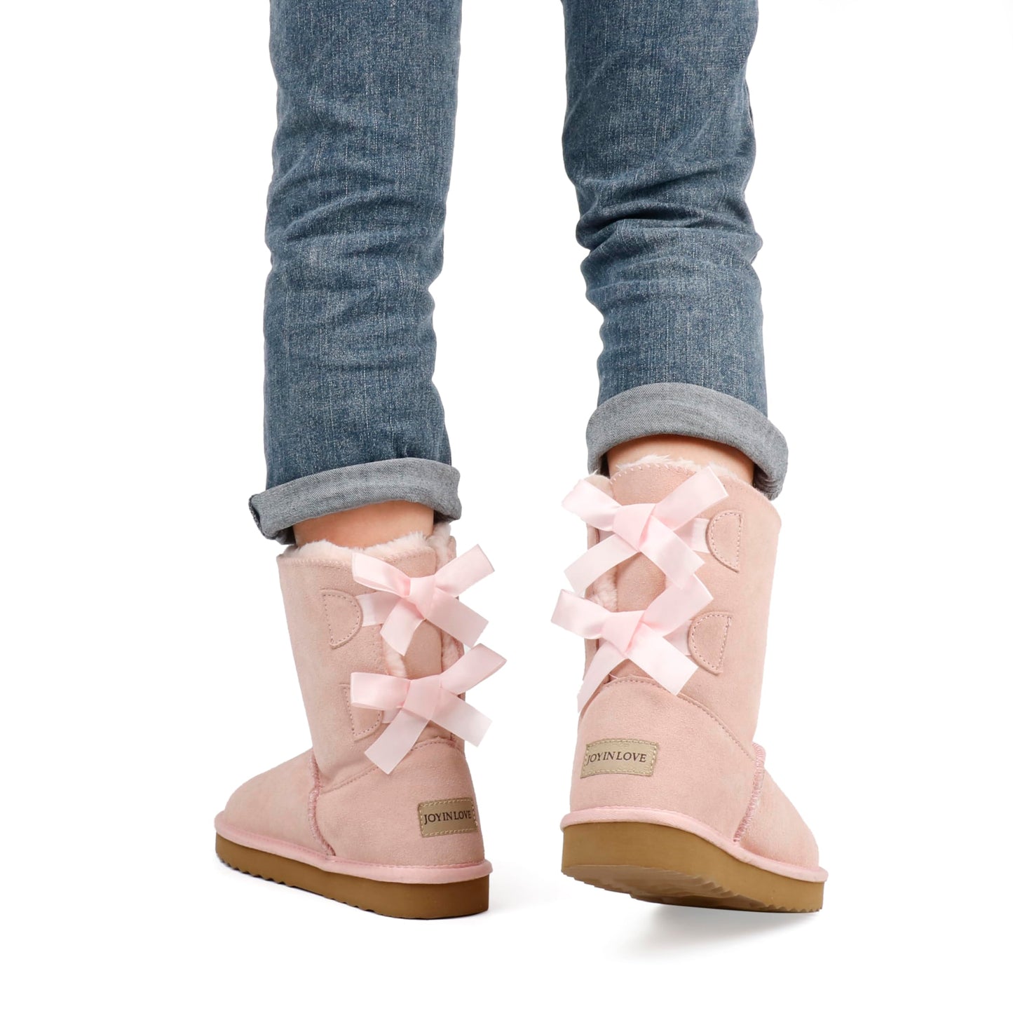 JOY IN LOVE Women's Snow Boots for Winter Mid-Calf high Back Bows