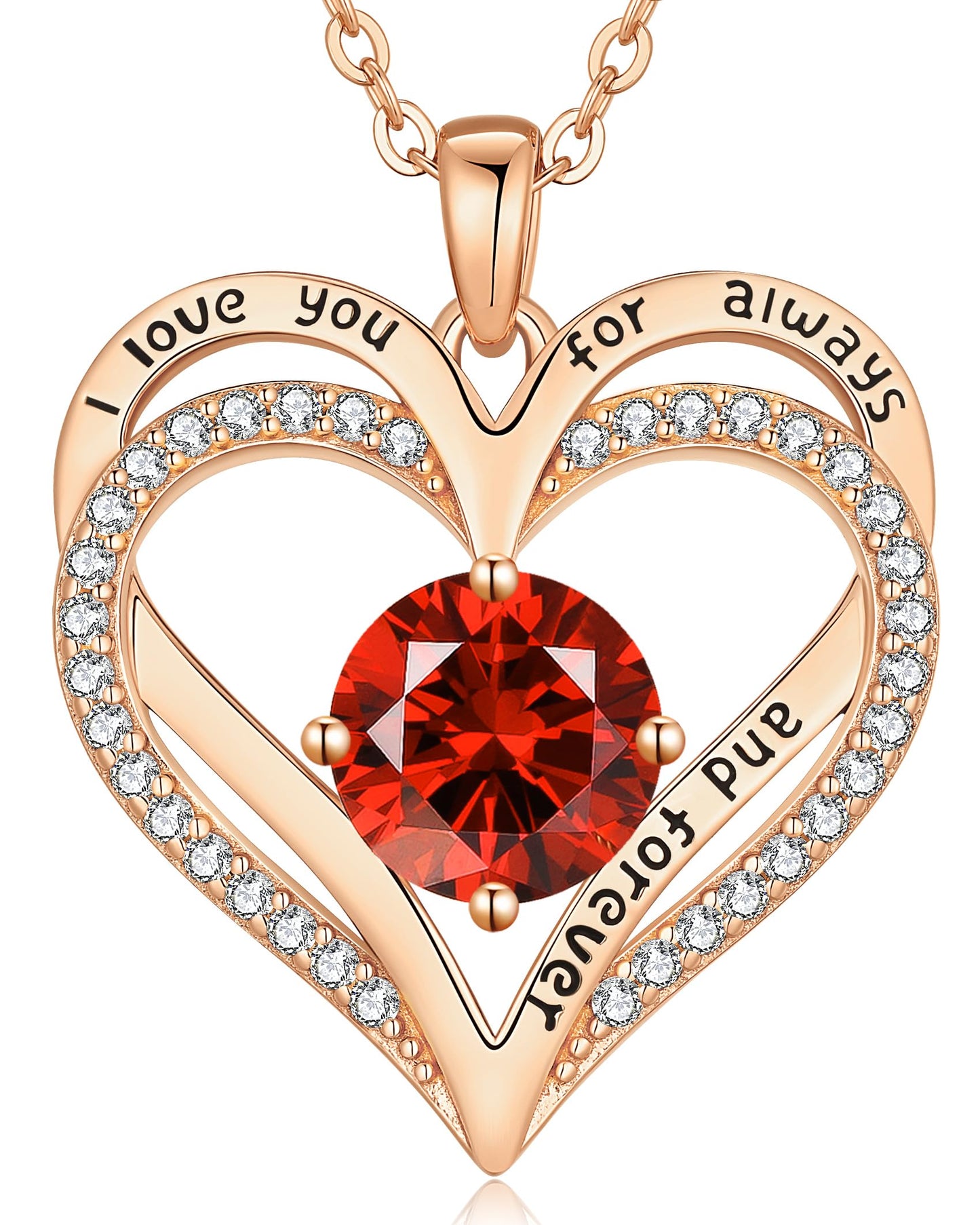 LOUISA SECRET Double Love Heart Birthstone Necklaces for Women, Birthday Gift for Girlfriend, Anniversary Jewelry Gift for Her, 925 Sterling Silver Jewelry Christmas Anniversary Birthday Present Gifts for Wife Girlfriend Mom Grandma Daughter