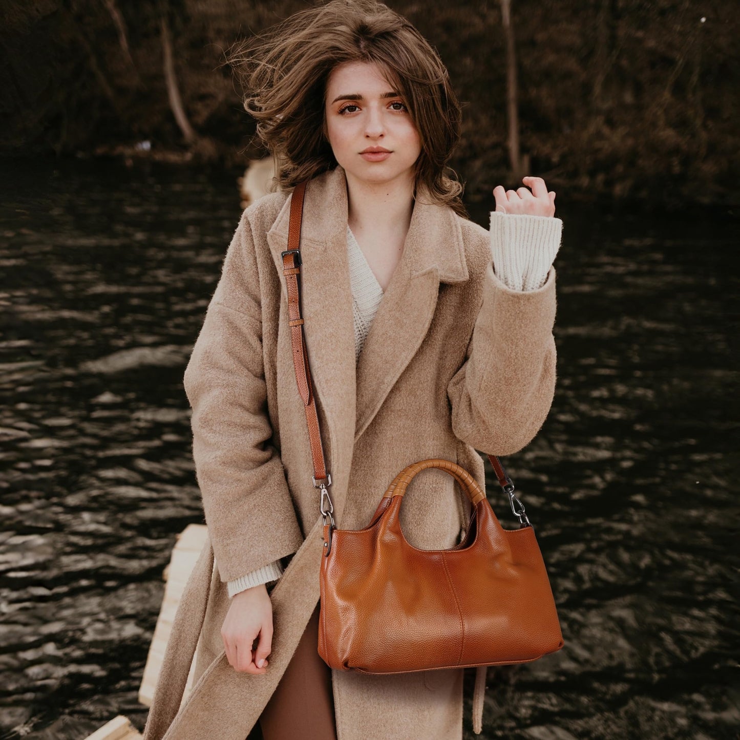 Iswee Leather Satchel Women Purse and Handbag Crossbody Shoulder Bag Hobo | Genuine Cowhide Leather Tote Top Handle Bag Soft & Durable Medium Size Bags with Detachable Multiple Pocketbooks Trendy