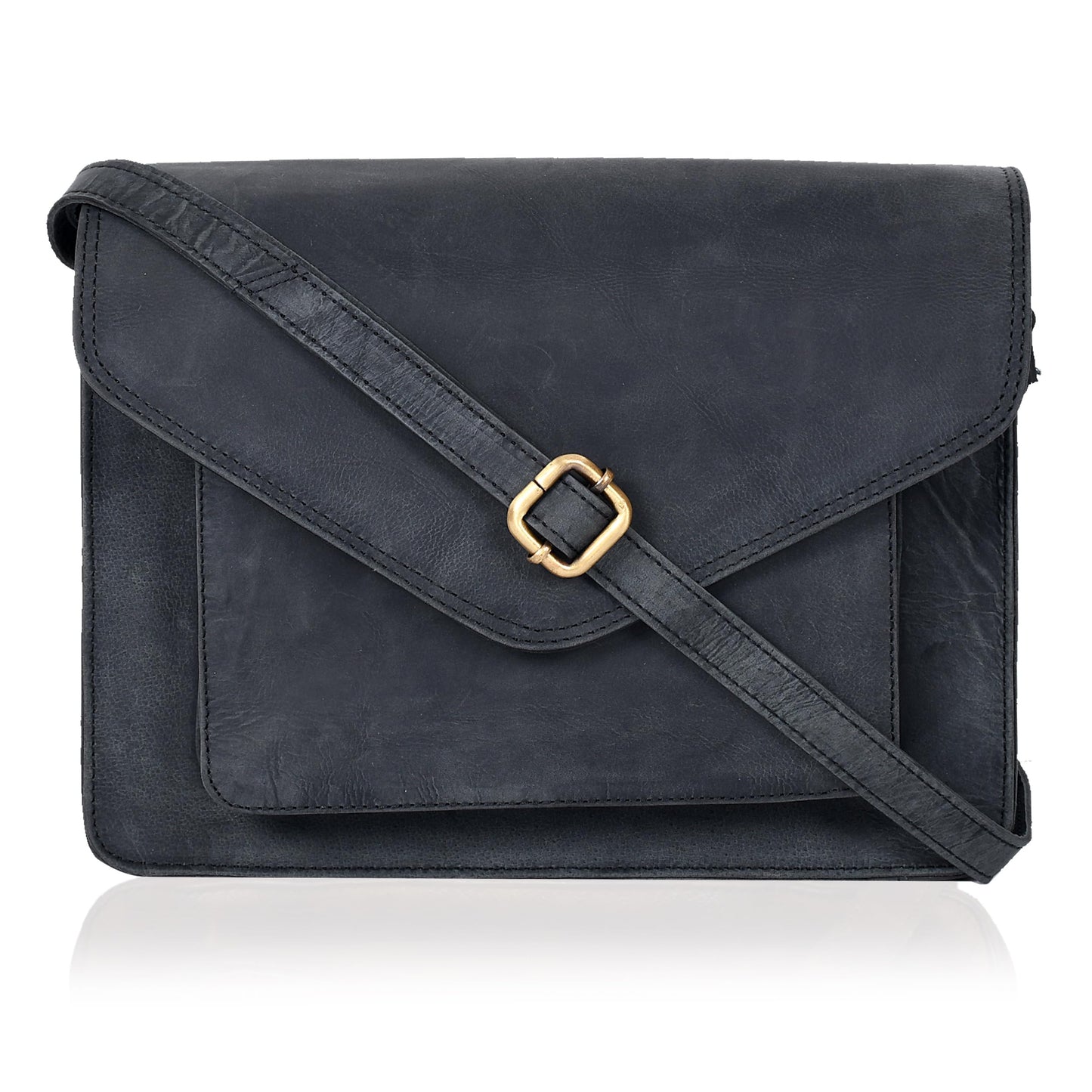 Leather Flapover Crossbody Handbag Purse for Women with Adjustable Strap & Overflap Snap Closure Tote/Bag
