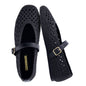CUSHIONAIRE Graff Mary Jane Shoes for Women, Woven Ballet Flats with Adjustable Buckle Strap, Lightweight Slip On Shoes