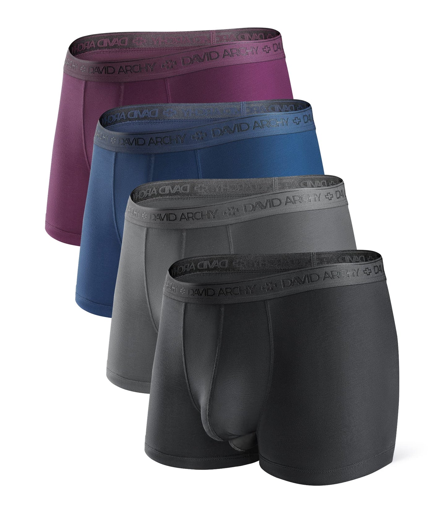 DAVID ARCHY Men's Underwear Modal Boxer Briefs Trunks Multi-Pack | Dual Pouch with Fly, Ultra Soft Second Skin Feel, Breathable Stretch Spandex, Anti Chafing, Daily Lounging Work Travel