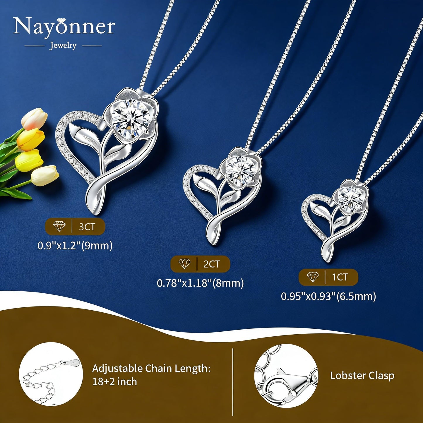 Gorgeous Moissanite Necklaces for Women - Sterling Silver 1-3CT D Color Moissanite Pendant Necklace, Mother Day Birthday Gifts for Mom Wife Girlfriend Daughter, Wedding Anniversary Christmas Jewelry Gift