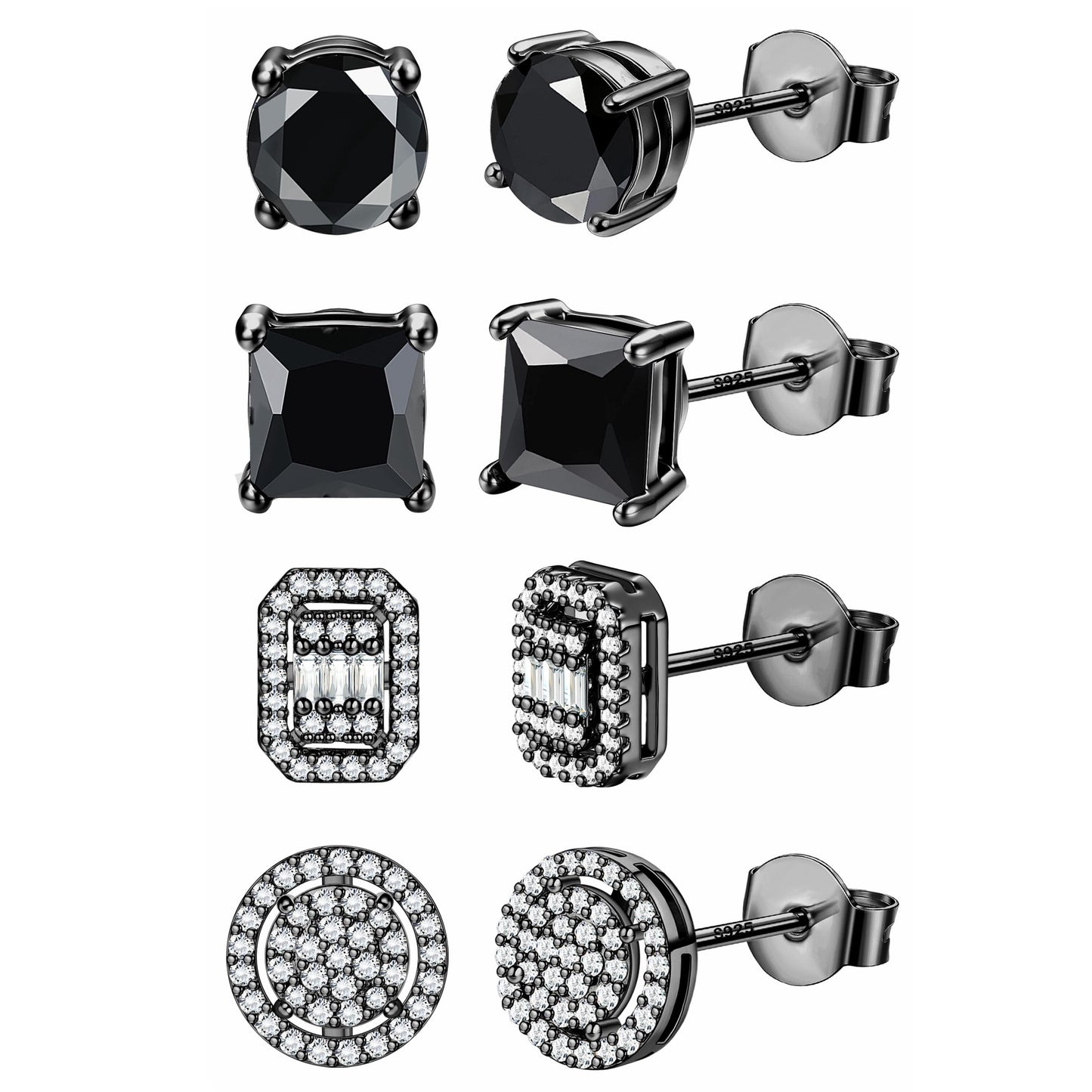 ZELORES 4 Pairs Sterling Silver 5A CZ Stud Earrings for Women 14K Gold Plated Brilliant Celtic Heart Big Stud Earrings Set Cubic Zirconia Earrings Studs for Sensitive Ear
