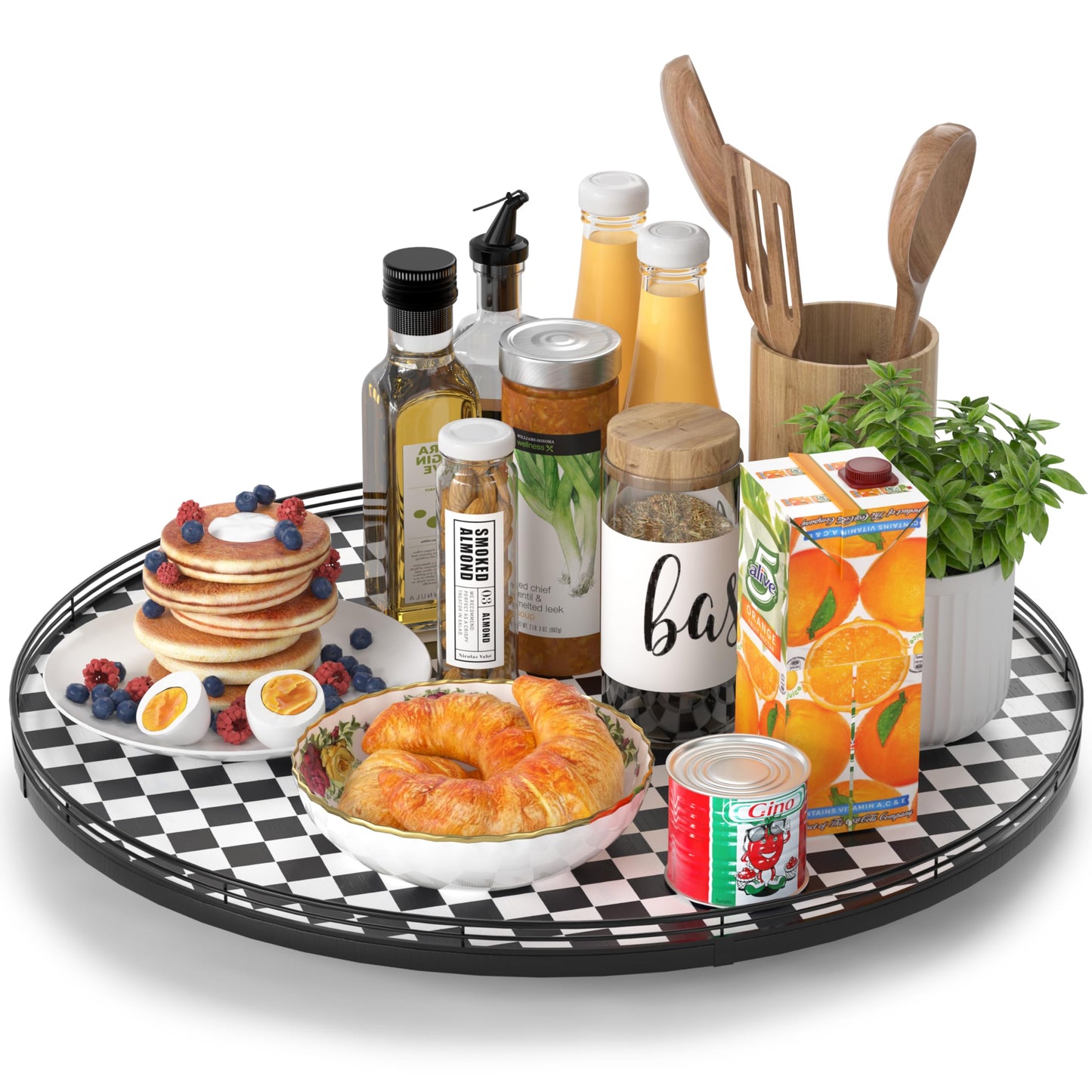 AMH Lazy Susan Wooden Organizer for Table Top