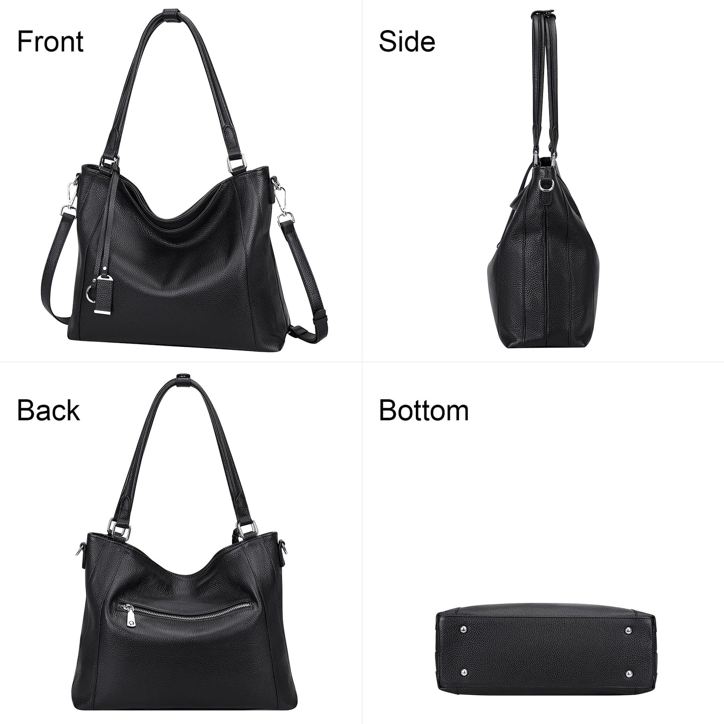 Over Earth Genuine Leather Purses for Women Large Hobo Bags Lady Shoulder Handbags with Detachable Strap