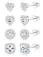 ZELORES 4 Pairs Sterling Silver 5A CZ Stud Earrings for Women 14K Gold Plated Brilliant Celtic Heart Big Stud Earrings Set Cubic Zirconia Earrings Studs for Sensitive Ear
